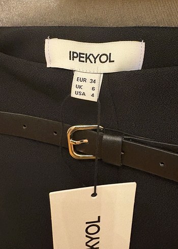 İpekyol Siyah Kemerli Kadın Kumaş etek - Görsel 4