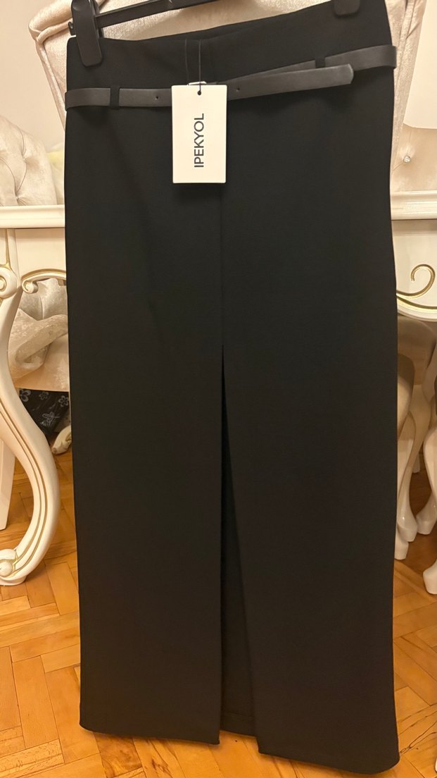 İpekyol Siyah Kemerli Kadın Kumaş etek - Görsel 5