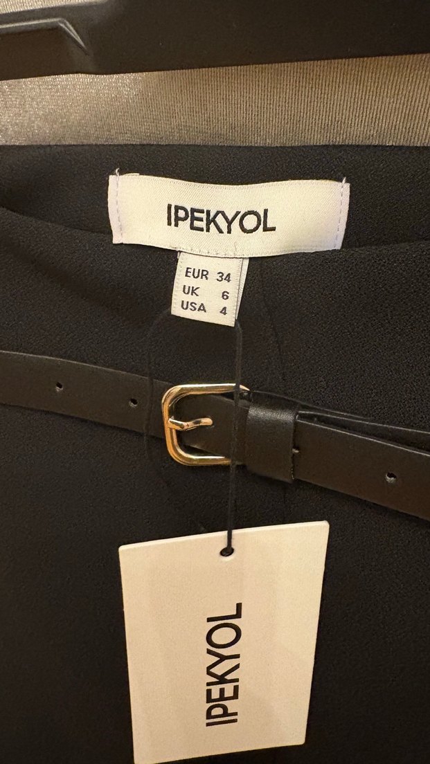 İpekyol Siyah Kemerli Kadın Kumaş etek - Görsel 4