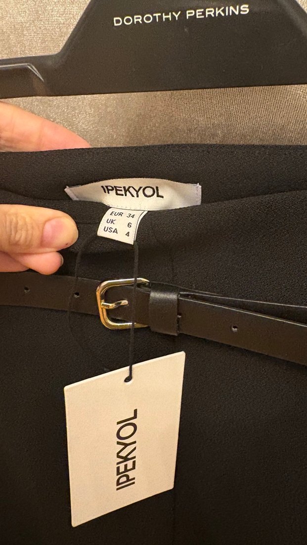 İpekyol Siyah Kemerli Kadın Kumaş etek - Görsel 3