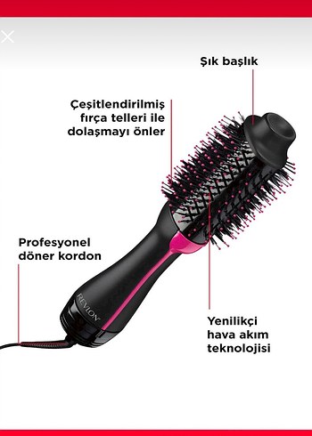 Revlon Siyah-Pembe Saç Şekillendirici Fırça - Görsel 2