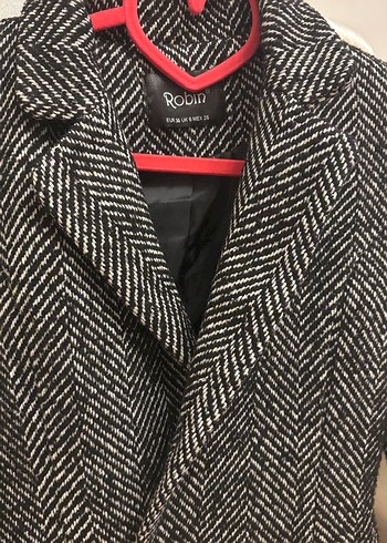 Düğmeli siyah kircillik Desenli Uzun Kadın Kaban kaşe - Görsel 2