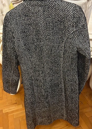 Düğmeli siyah kircillik Desenli Uzun Kadın Kaban kaşe - Görsel 3