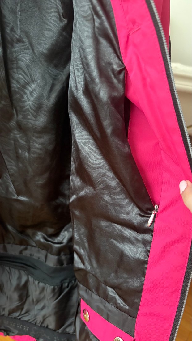 Fermuarlı Pembe Kadın kayak montu - Görsel 4