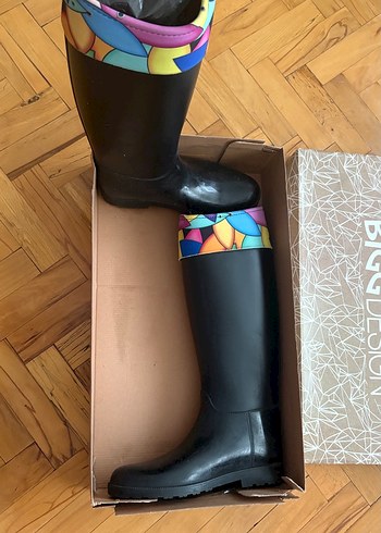 Renkli Bağcıksız Lastik Dizüstü Kadın Çizme - Görsel 2