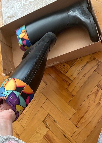 Renkli Bağcıksız Lastik Dizüstü Kadın Çizme - Görsel 3