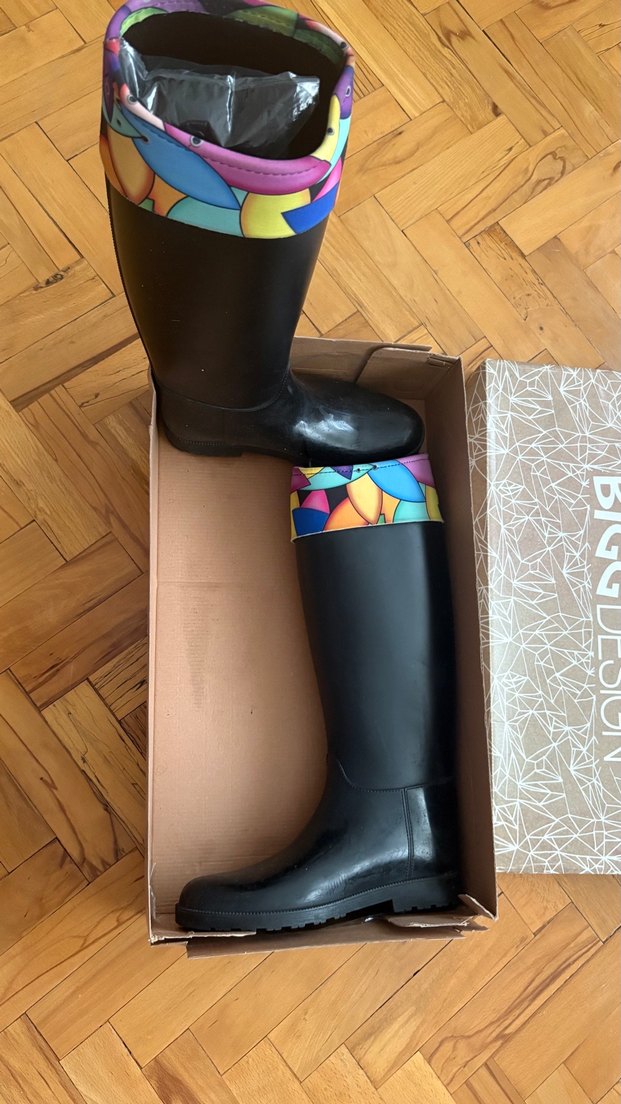 Renkli Bağcıksız Lastik Dizüstü Kadın Çizme - Görsel 2