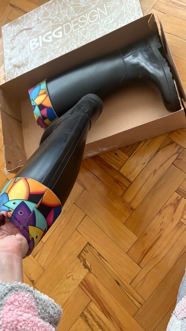 Renkli Bağcıksız Lastik Dizüstü Kadın Çizme - Görsel 3