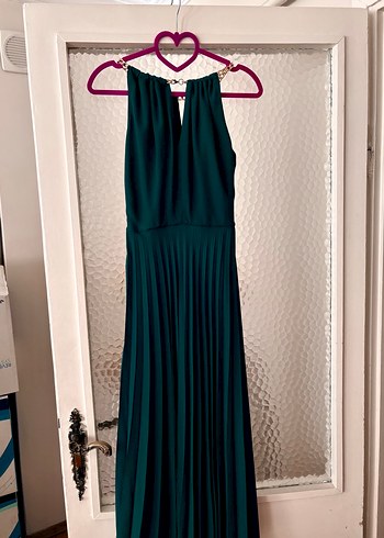 Zincir Detaylı yeşil Uzun Elbise - Görsel 3