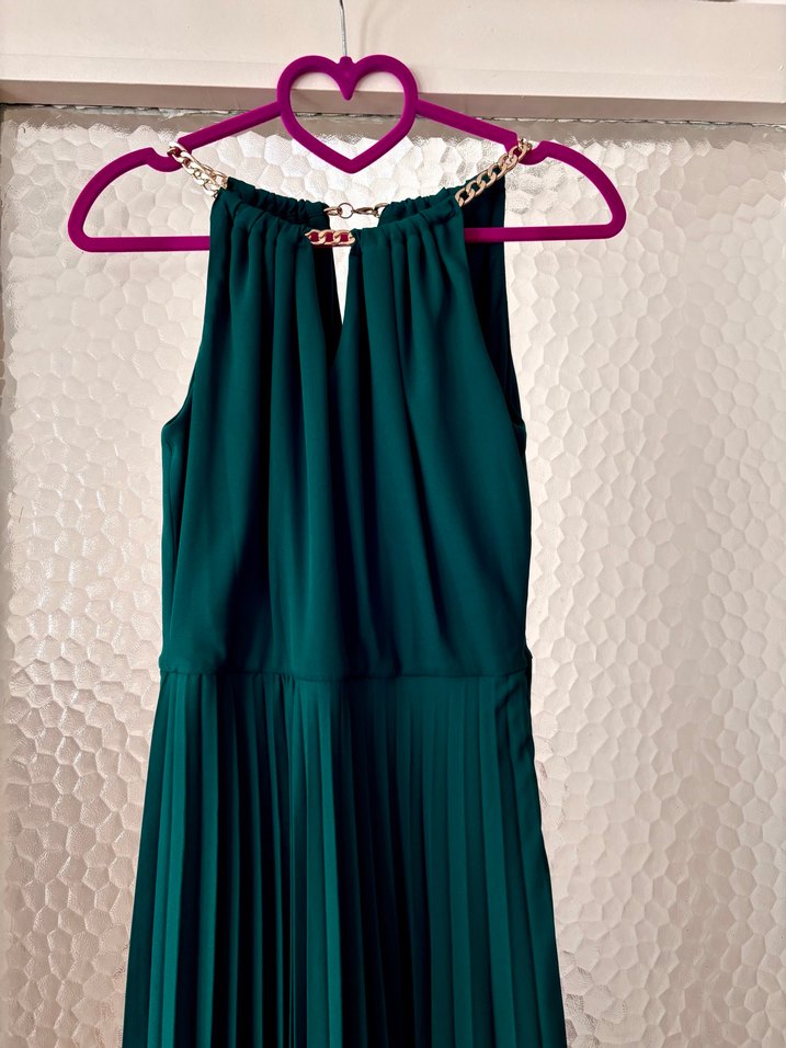 Zincir Detaylı yeşil Uzun Elbise - Görsel 4