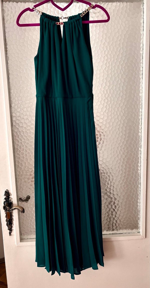 Zincir Detaylı yeşil Uzun Elbise - Görsel 5