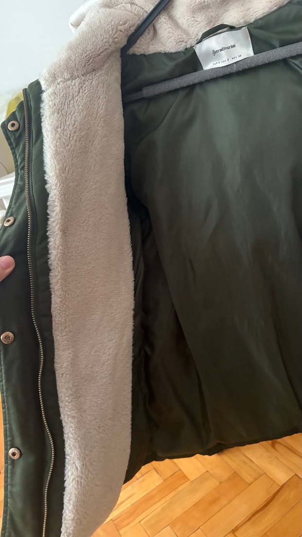 Kürk Detaylı Yeşil Kadın Kışlık Mont - Görsel 2