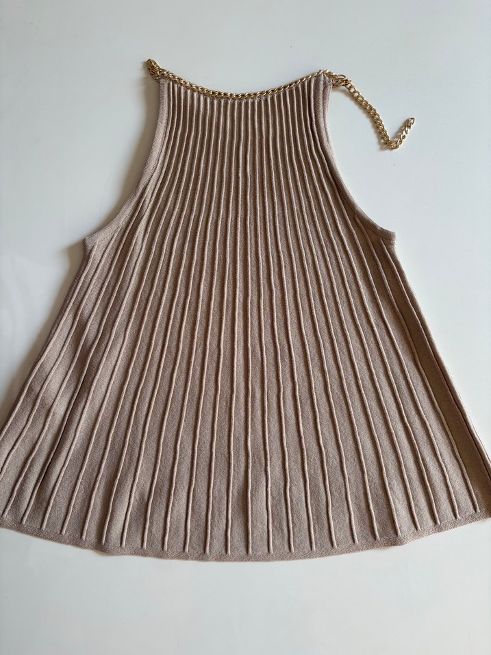 Bej Pilili Kolsuz bluz - Görsel 2