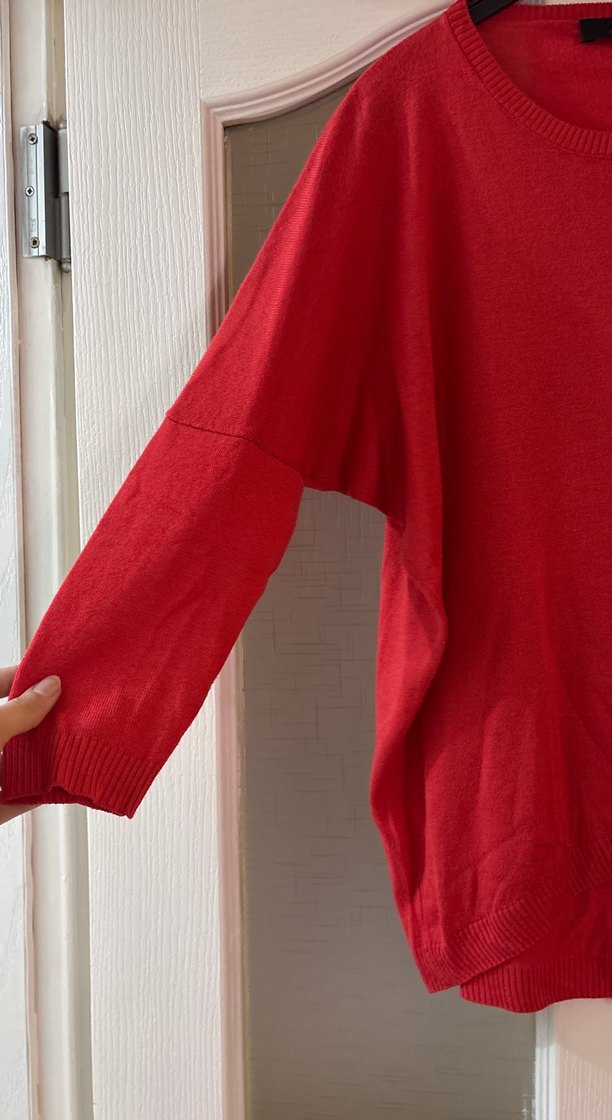 Kırmızı Kadın Triko Uzun Kollu Sweatshirt - Görsel 3