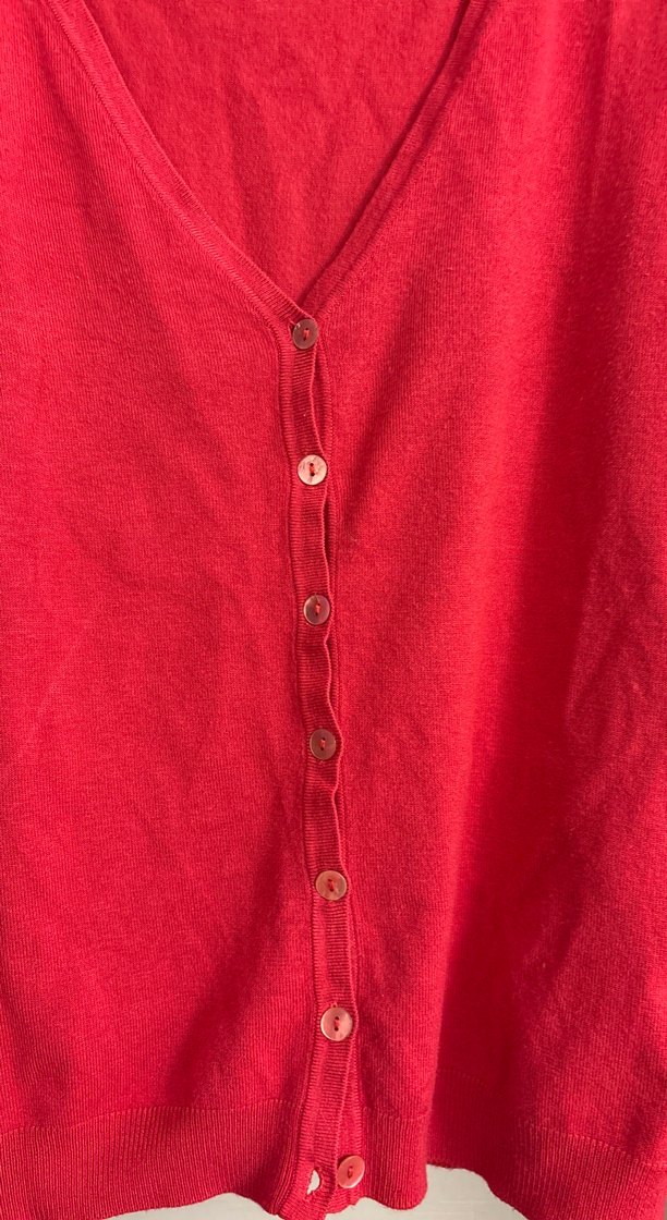 Kırmızı V Yaka Düğmeli Kadın Hırka - Görsel 3