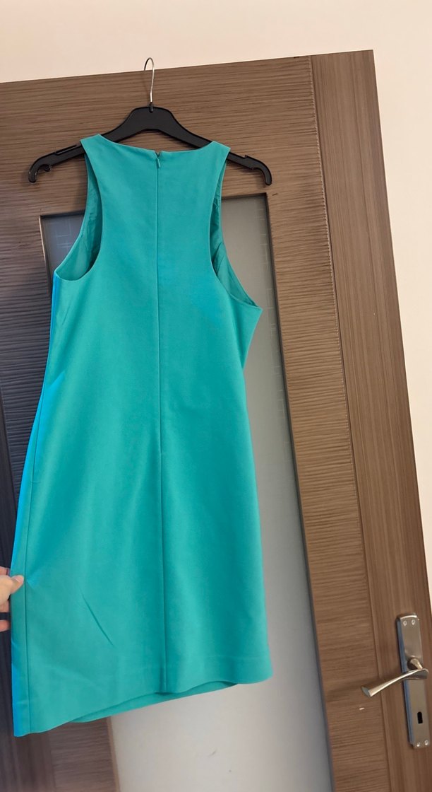 Turkuaz Parlak Kolsuz Elbise - Görsel 5