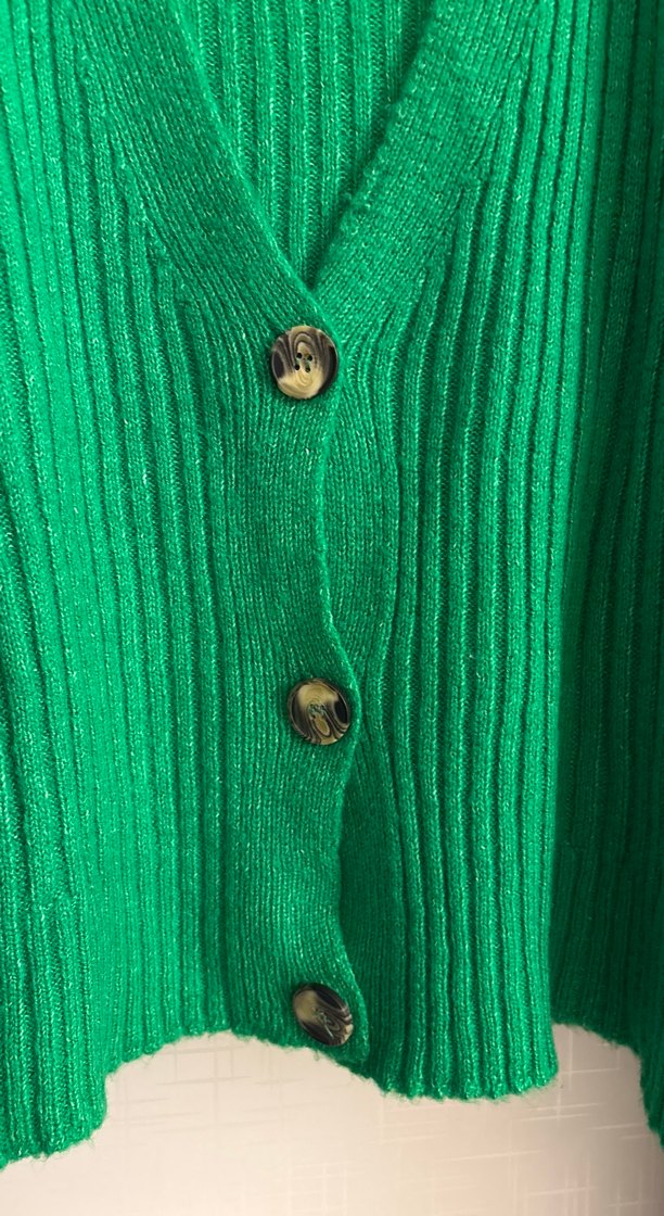 Kadın Parlak Yeşil Örgü Hırka - Görsel 4