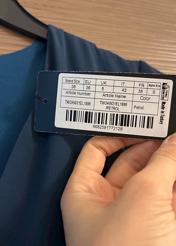 V yaka, uzun kollu, mavi elbise - Görsel 2