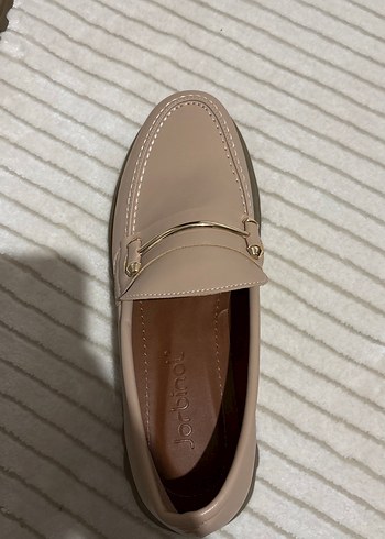 Bej Kadın Deri Tokalı Platform Topuklu Loafer - Görsel 5