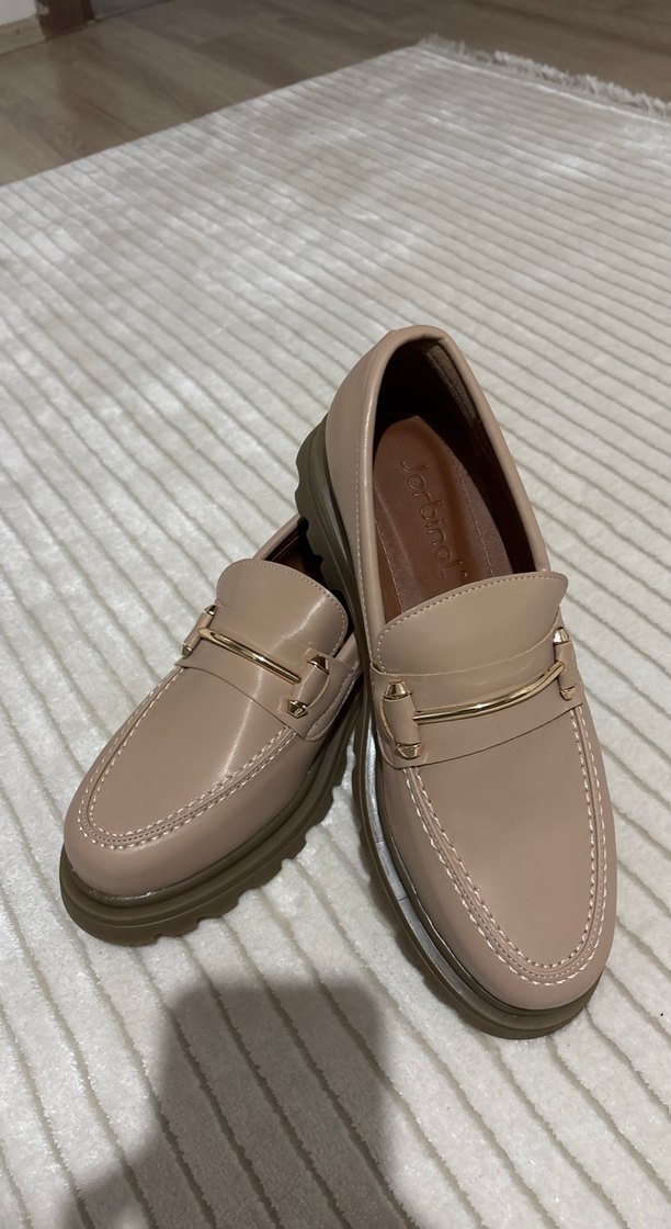 Bej Kadın Deri Tokalı Platform Topuklu Loafer - Görsel 2