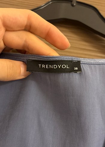 V Yaka Mavi Mini Bluz, Uzun Kollu, Salaş - Görsel 4