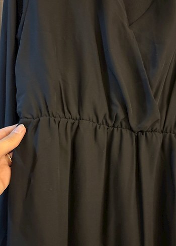 Siyah V Yaka Uzun Kollu KısaElbise - Görsel 3