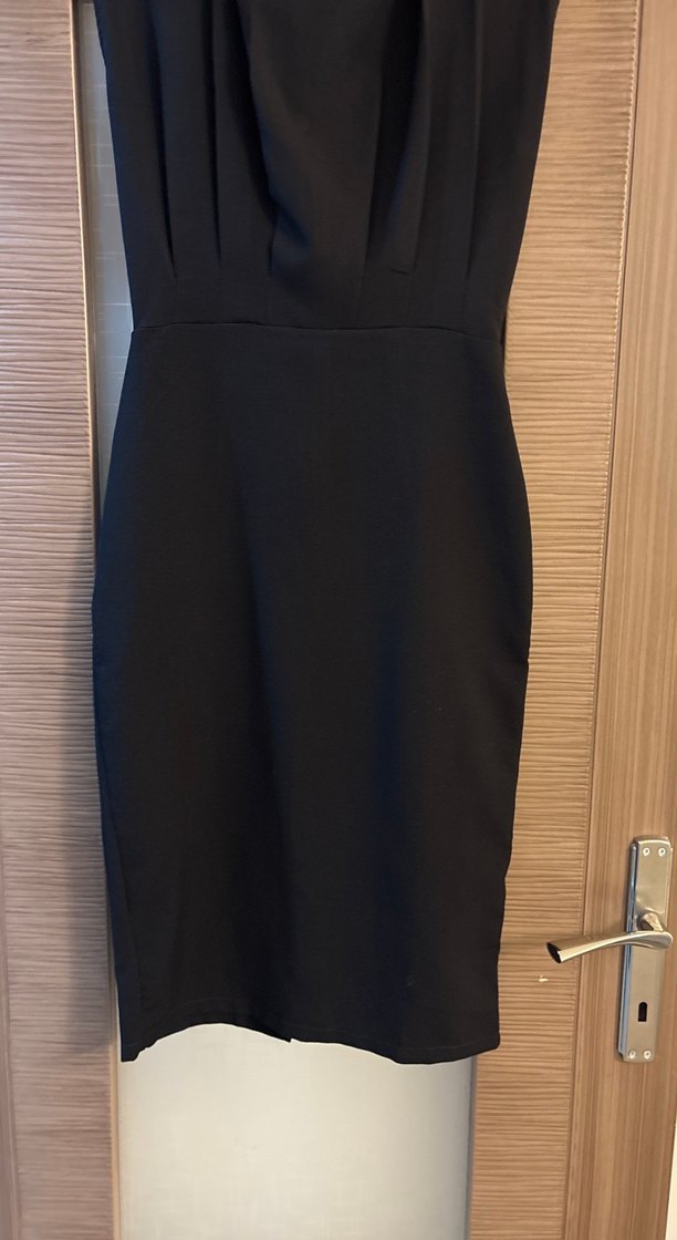 Yüksek Yakalı Siyah Uzun Abiye Elbise - Görsel 5