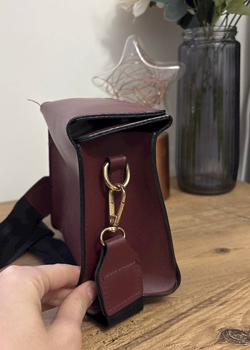 Klasik Bordo Deri Kadın Çanta - Görsel 3