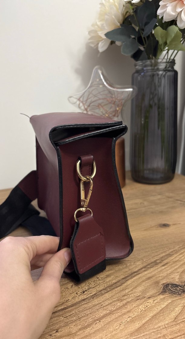 Klasik Bordo Deri Kadın Çanta - Görsel 3