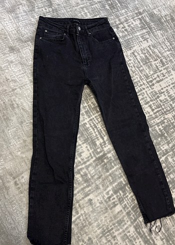 Kadın Siyah Regular Fit Denim Pantolon - Görsel 3