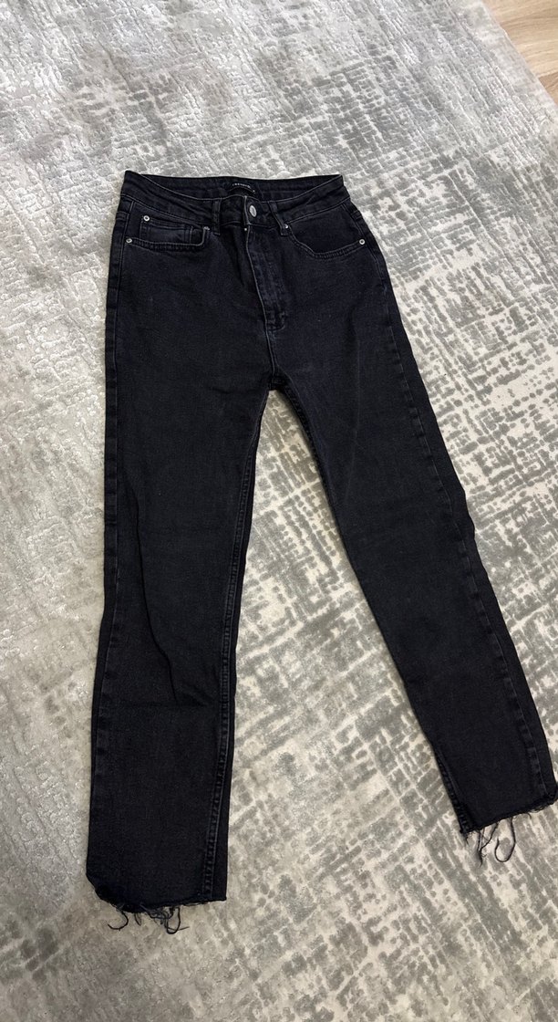 Kadın Siyah Regular Fit Denim Pantolon - Görsel 3