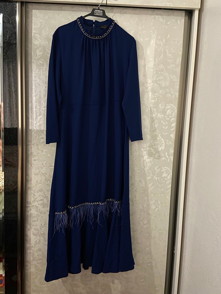 Mavi Uzun Kollu Drapeli Kadın Bluz - Görsel 4