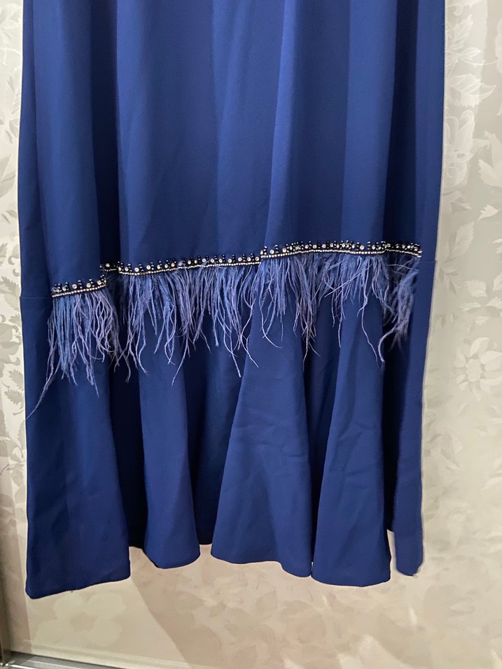 Mavi Uzun Kollu Drapeli Kadın Bluz - Görsel 5