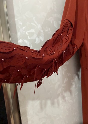 Kiremit rengi  Kollu Salaş Kadın Elbise - Görsel 6