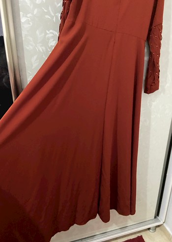 Kiremit rengi  Kollu Salaş Kadın Elbise - Görsel 8