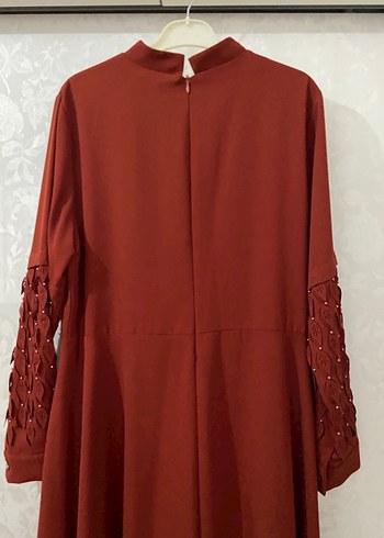 Kiremit rengi  Kollu Salaş Kadın Elbise - Görsel 4