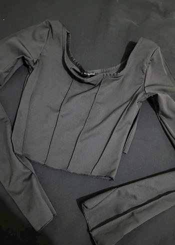 siyah Kadın Uzun Kollu Fitted Bluz - Görsel 2