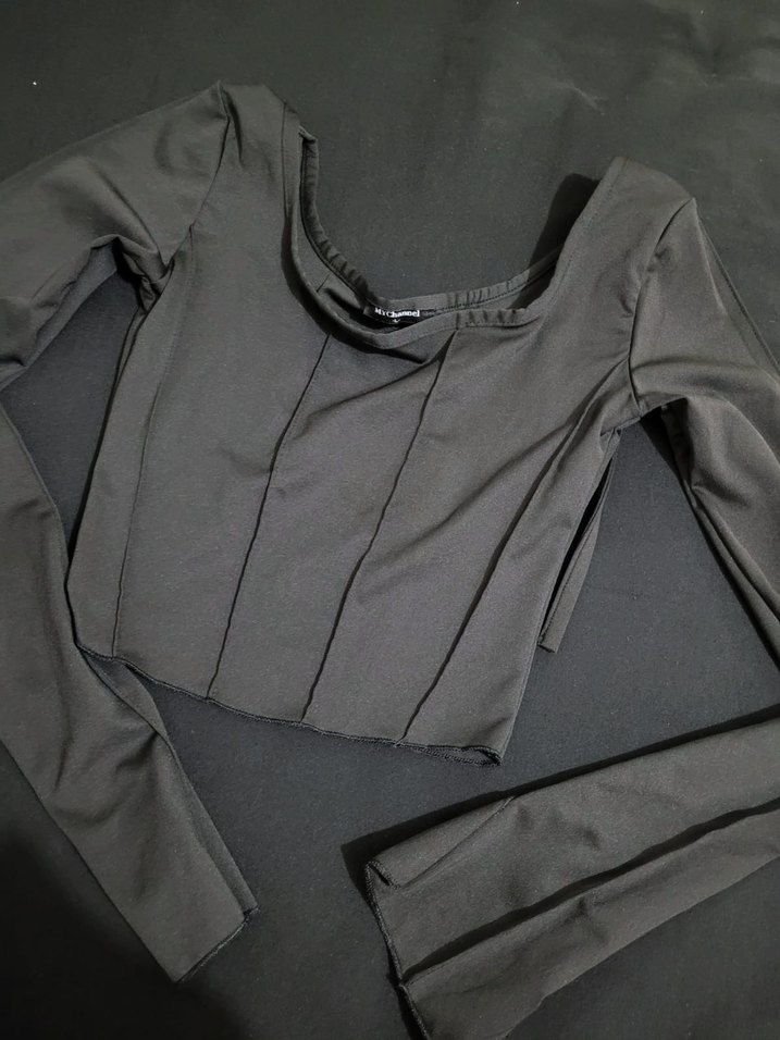 siyah Kadın Uzun Kollu Fitted Bluz - Görsel 2