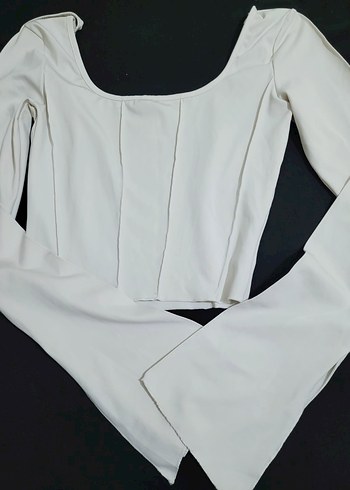 Kadın Beyaz Pliseli Uzun Kollu Bluz - Görsel 3