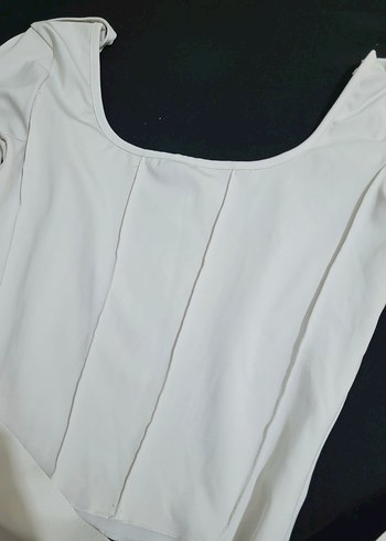 Kadın Beyaz Pliseli Uzun Kollu Bluz - Görsel 2