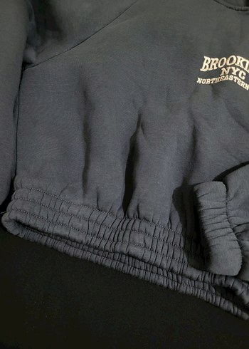Gri Kapüşonlu Brooklyn NYC Sweatshirt - Görsel 4