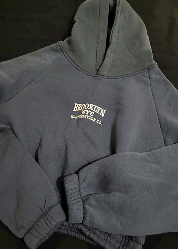 Gri Kapüşonlu Brooklyn NYC Sweatshirt - Görsel 3