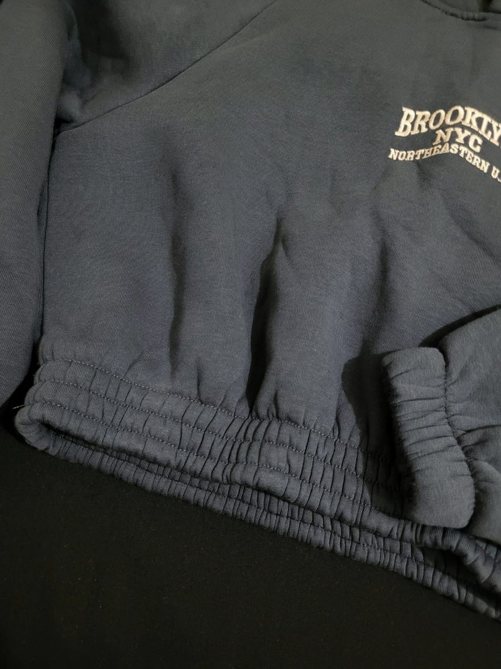 Gri Kapüşonlu Brooklyn NYC Sweatshirt - Görsel 4