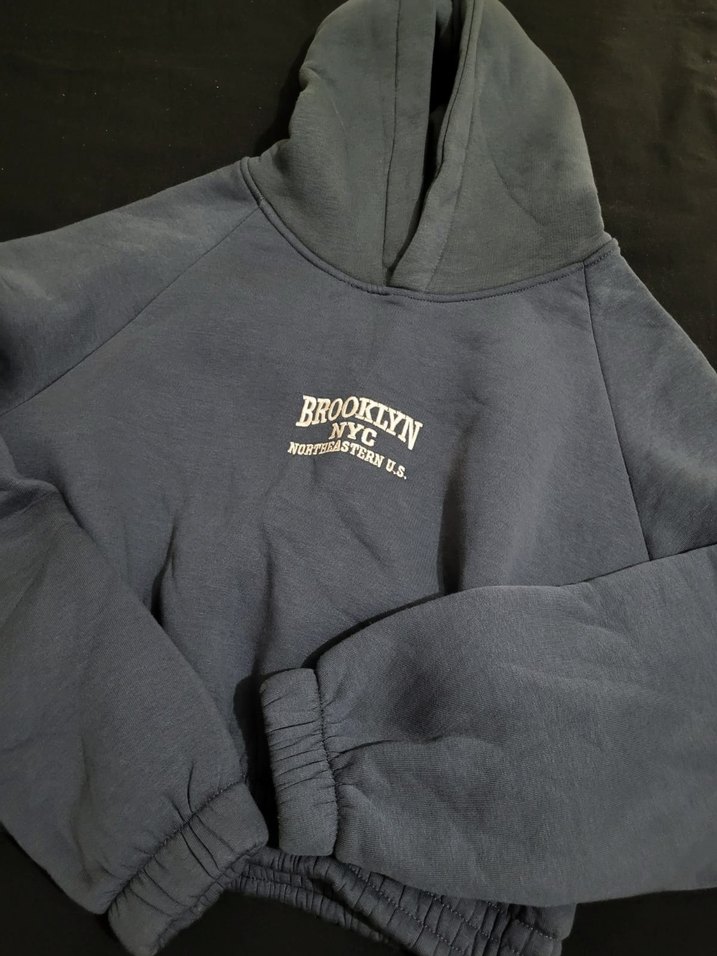 Gri Kapüşonlu Brooklyn NYC Sweatshirt - Görsel 3