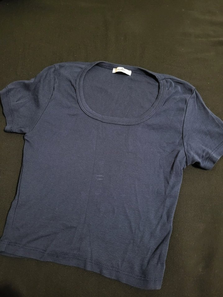 lacivert Kısa Kollu Kadın Tişört - Görsel 2