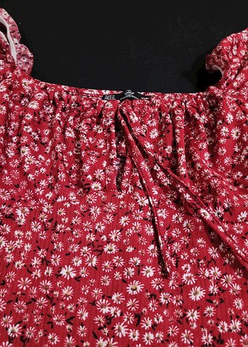 Bordo Çiçekli Midi Bohem Elbise - Görsel 3