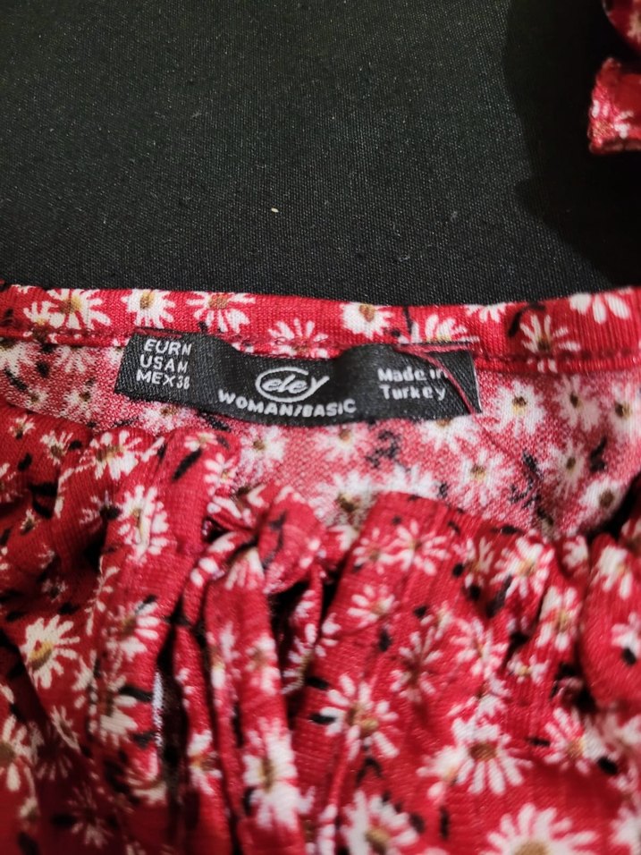 Bordo Çiçekli Midi Bohem Elbise - Görsel 4