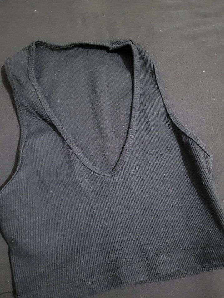 Kadın V Yaka Basic Atlet Siyah - Görsel 2