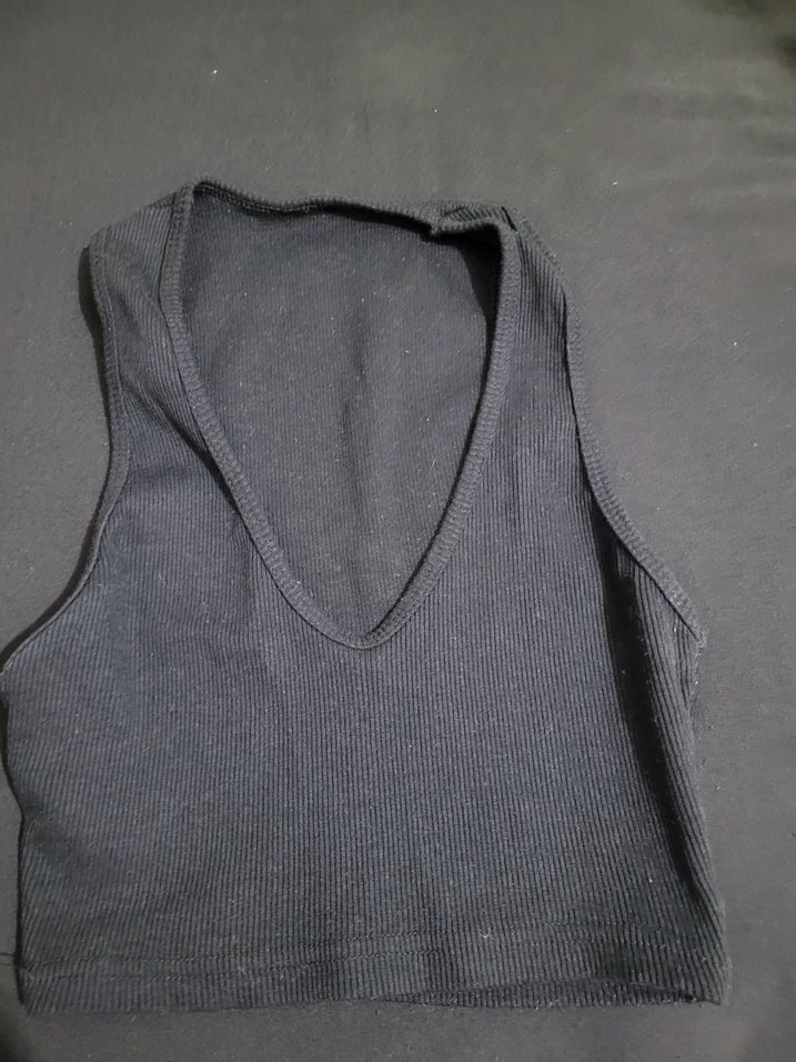 Kadın V Yaka Basic Atlet Siyah - Görsel 3