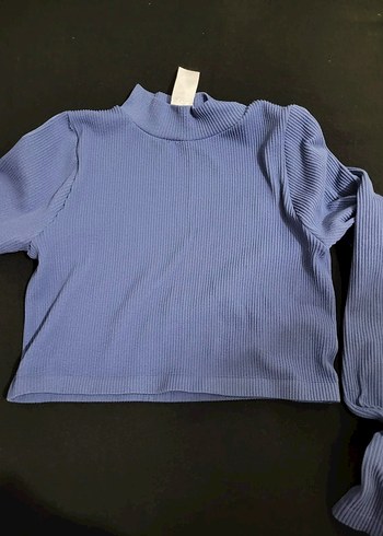 Mavi Kadın Boğazlı Fitilli Kazak - Görsel 2